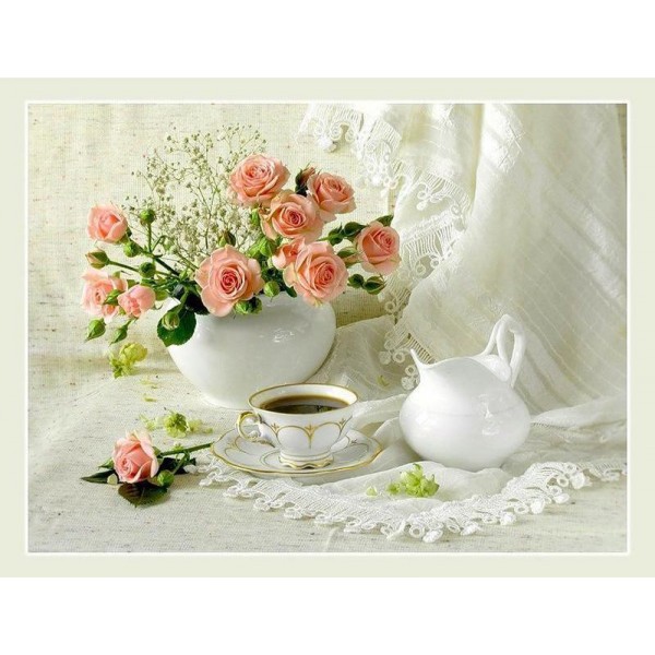 Pink Flowers And Coffee PIX-103